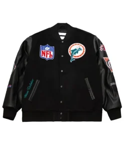 Miami Dolphins Black Out Vintage Varsity Jacket