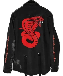 Snake Red Demon Hunter Black Denim Jacket